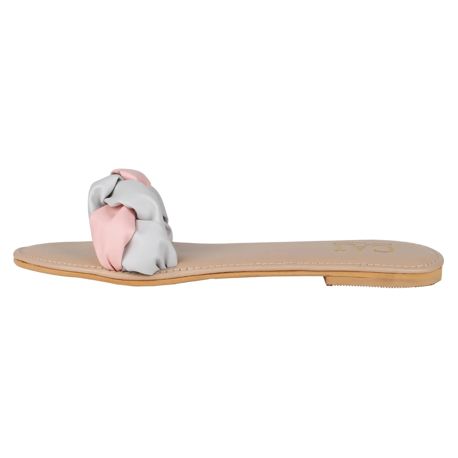 Braided Pink and Grey Slides