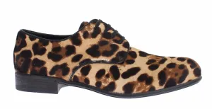 Brown Leopard Leather Hair Broques Shoes