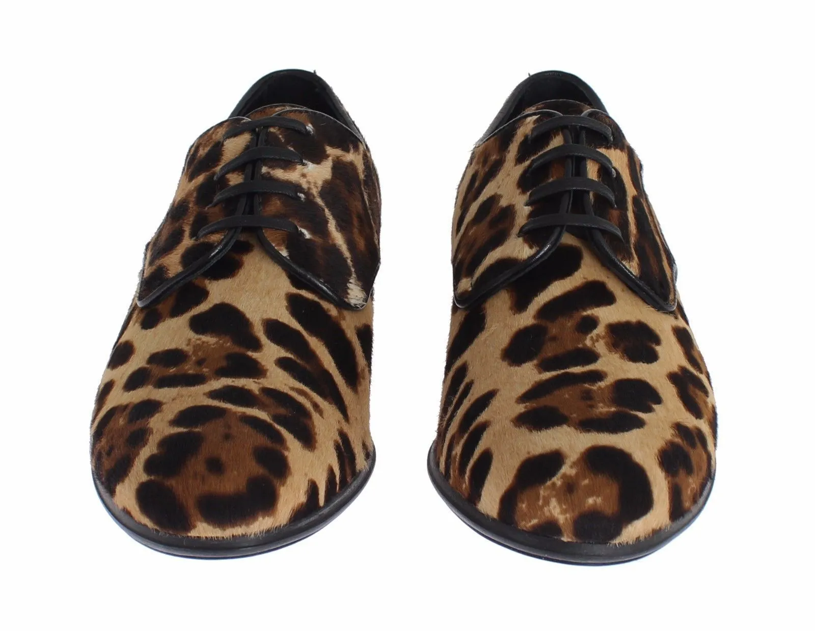 Brown Leopard Leather Hair Broques Shoes