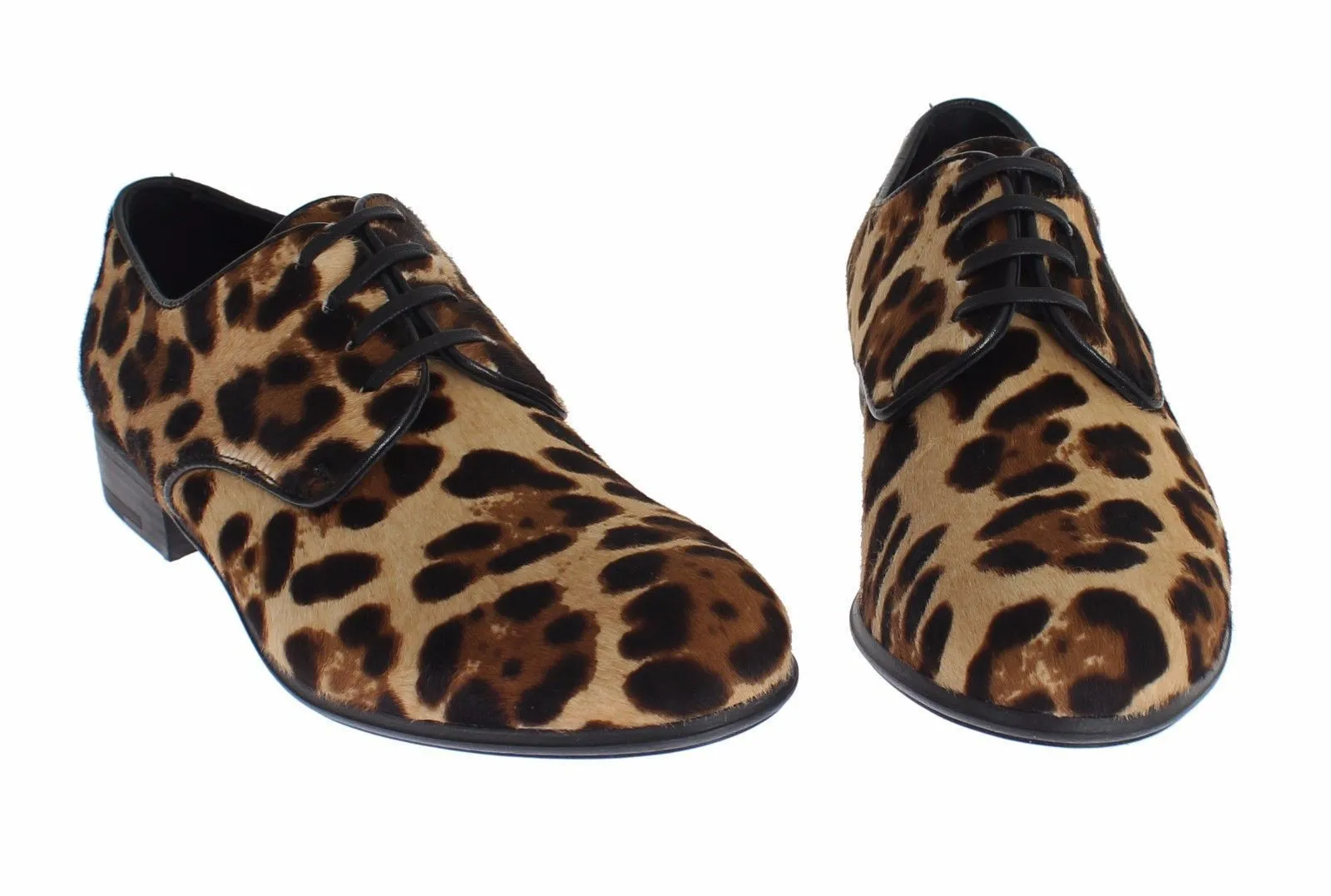 Brown Leopard Leather Hair Broques Shoes