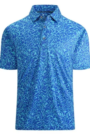 Bryer Printed Polo - Blue Wave
