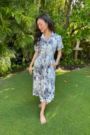 Celine Toile Shirt Dress in Black & White