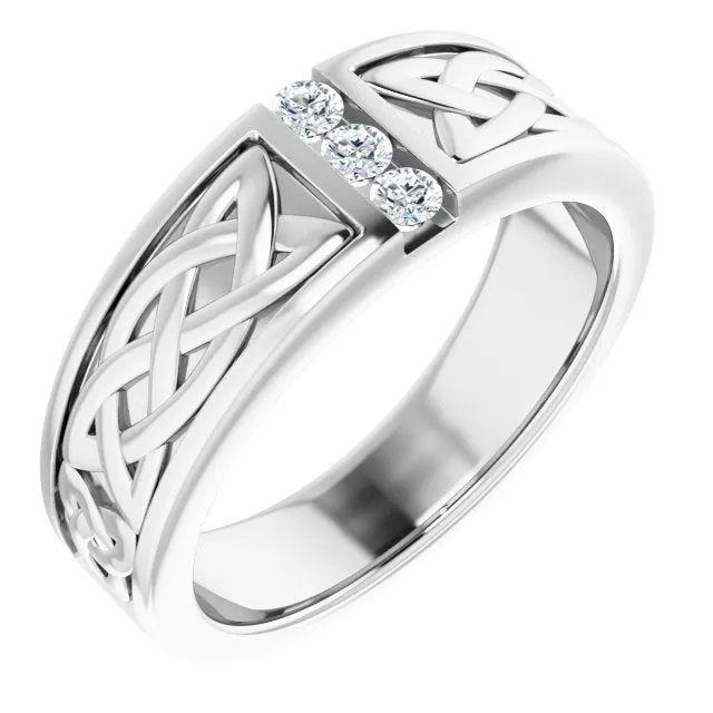 Celtic Knot Design 0.20 ctw Round Diamond Men's Ring