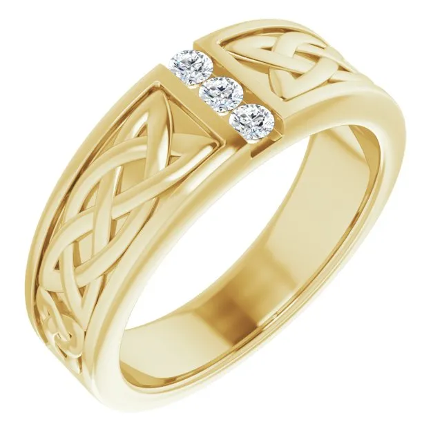 Celtic Knot Design 0.20 ctw Round Diamond Men's Ring
