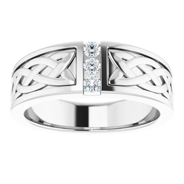 Celtic Knot Design 0.20 ctw Round Diamond Men's Ring