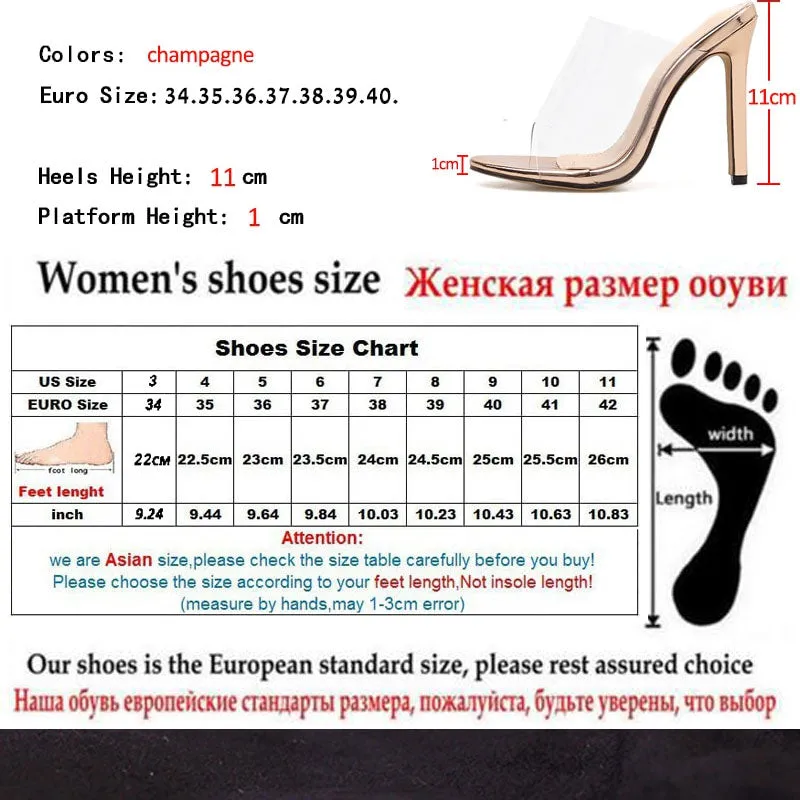 Champagne Slippers Open Toed Sexy Thin Transparent Heel Sandals
