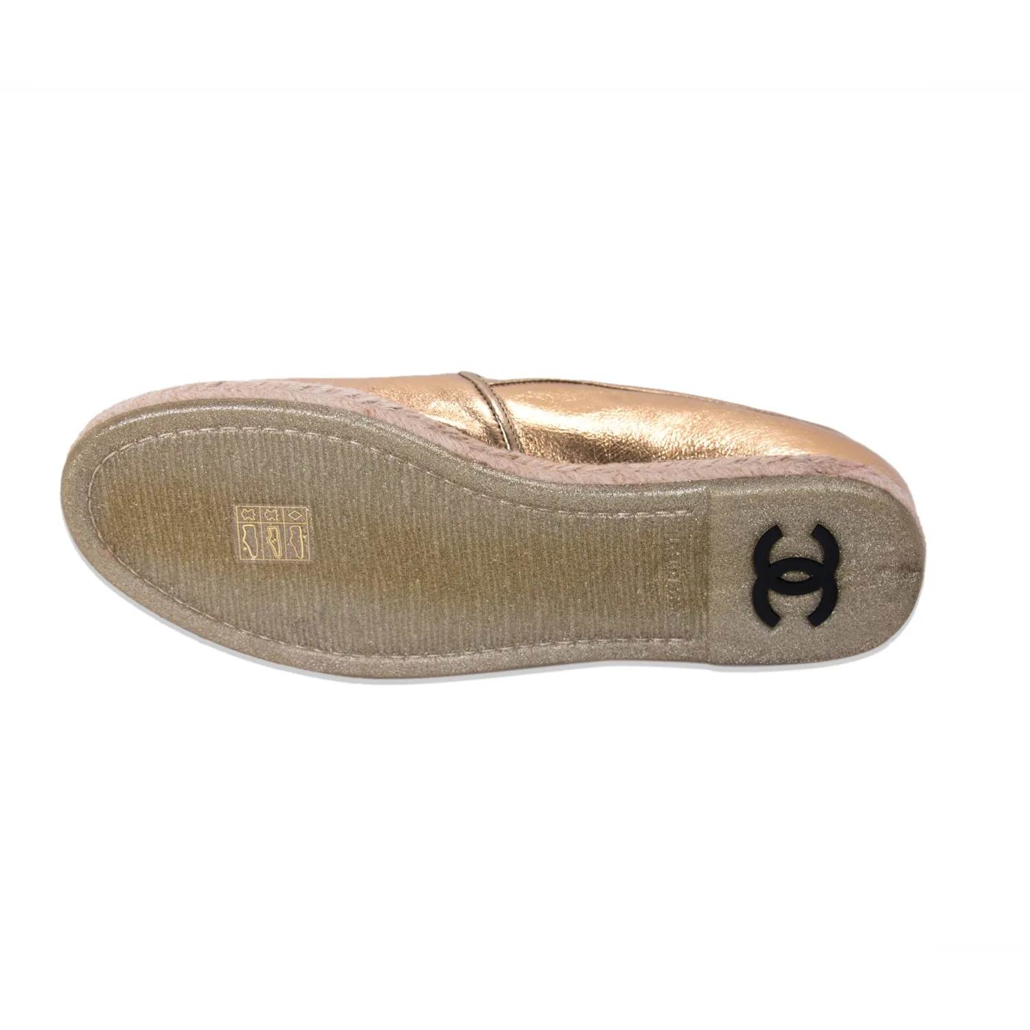 Chanel Gold Metallic Leather Espadrilles