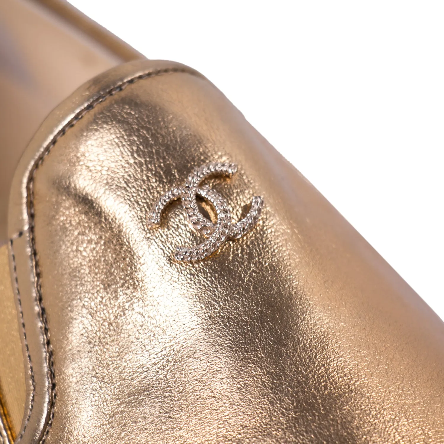 Chanel Gold Metallic Leather Espadrilles