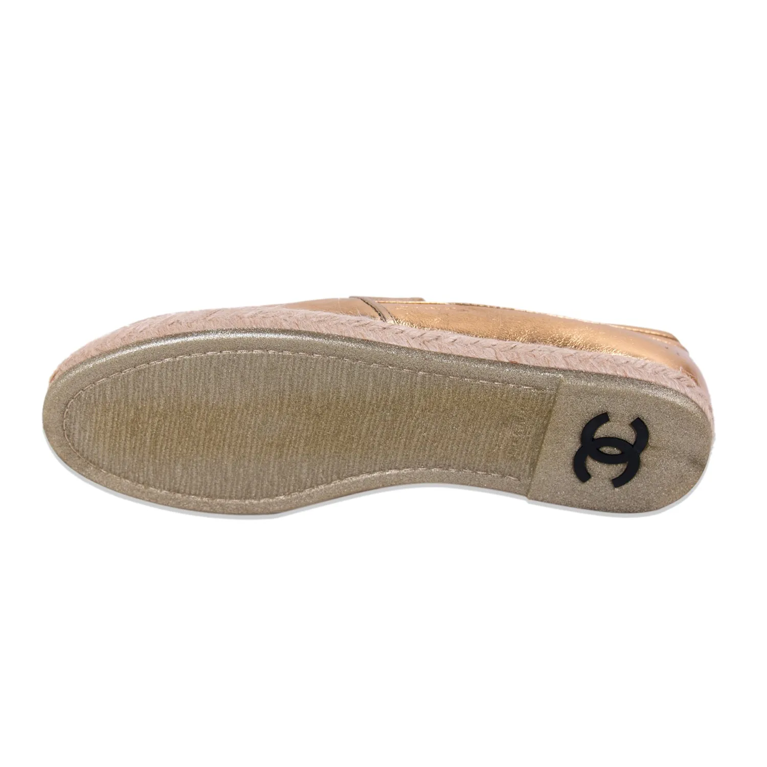 Chanel Gold Metallic Leather Espadrilles