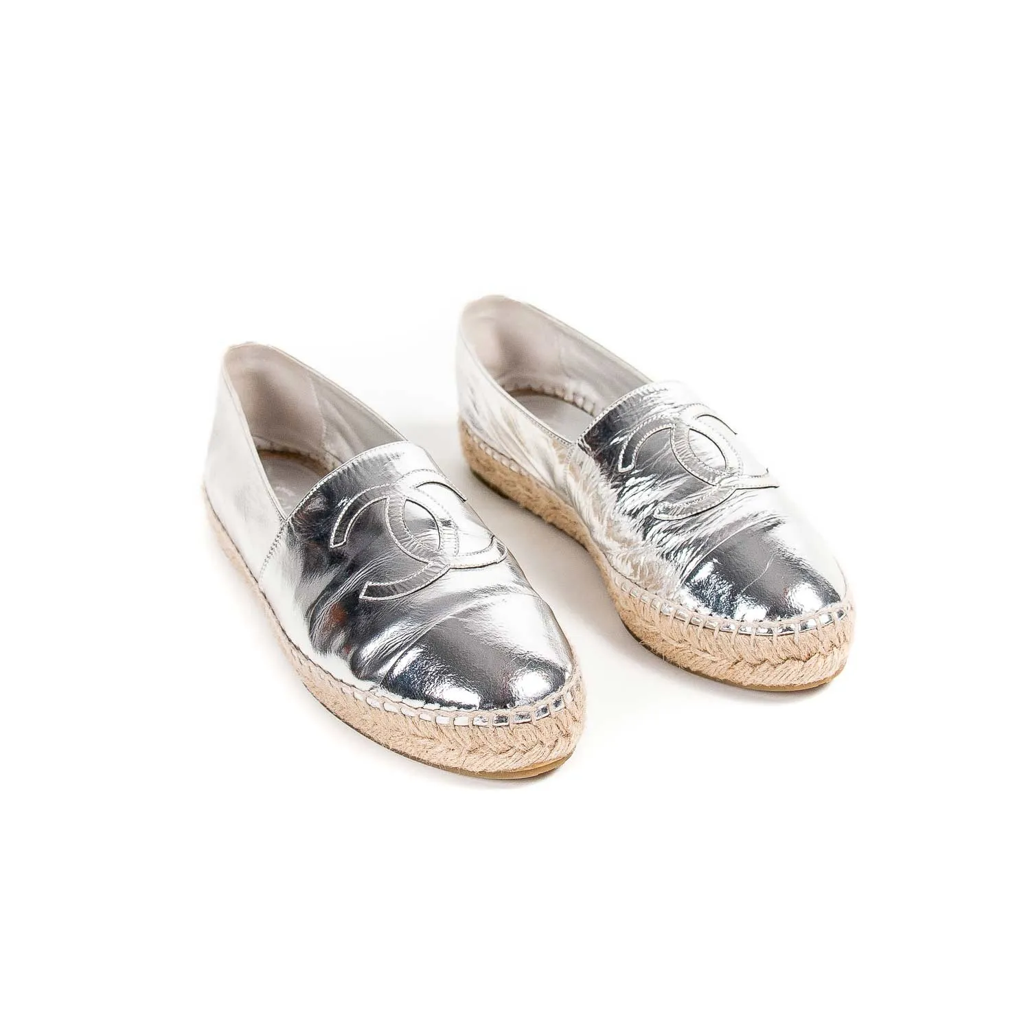 Chanel Metallic Leather CC Espadrilles