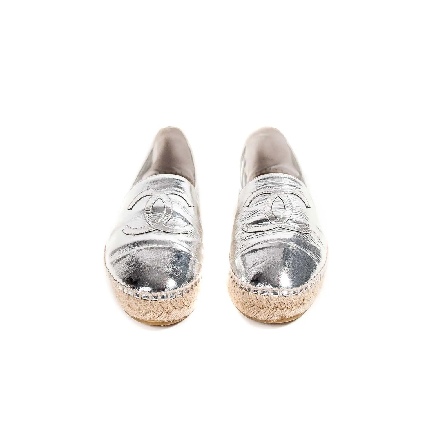 Chanel Metallic Leather CC Espadrilles