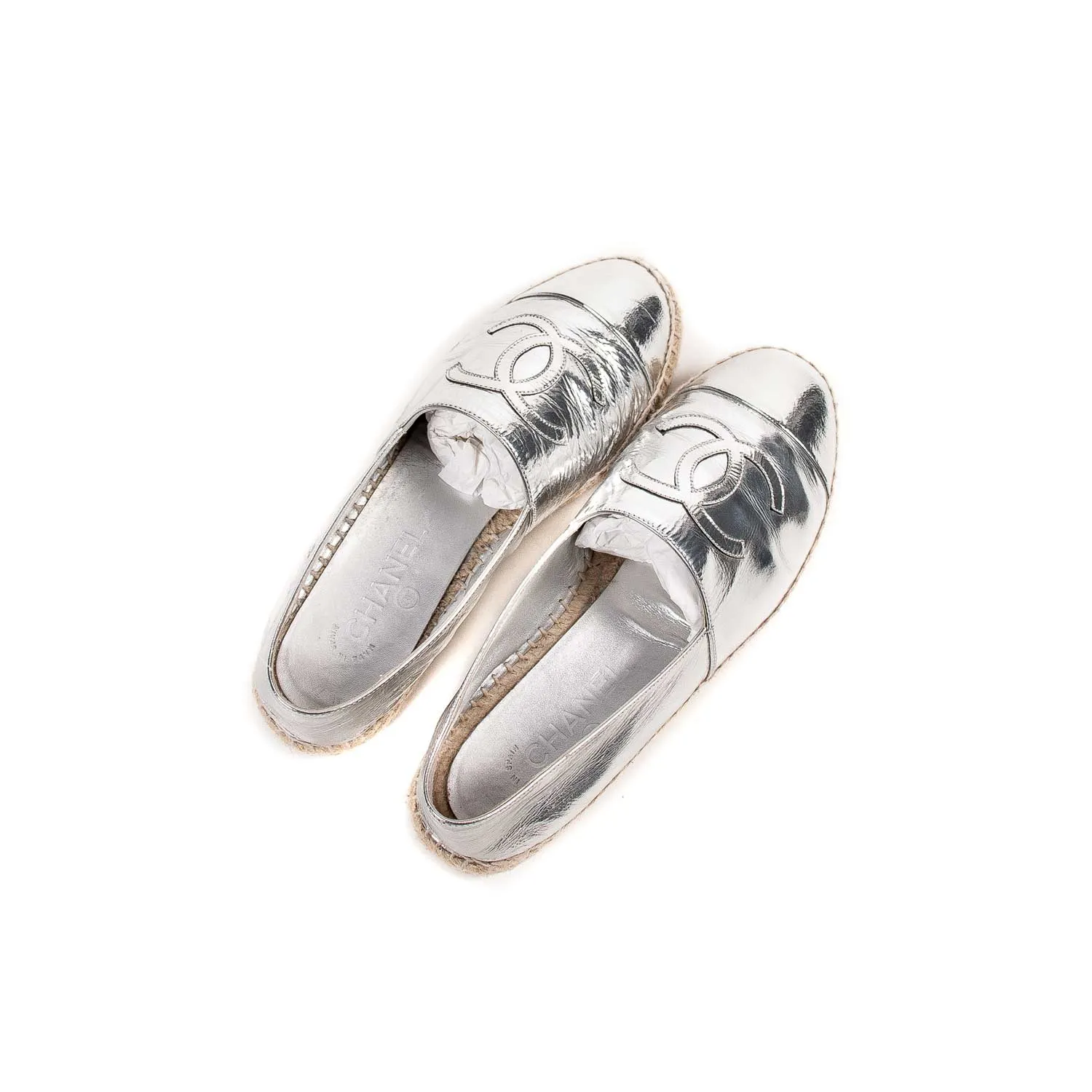 Chanel Metallic Leather CC Espadrilles