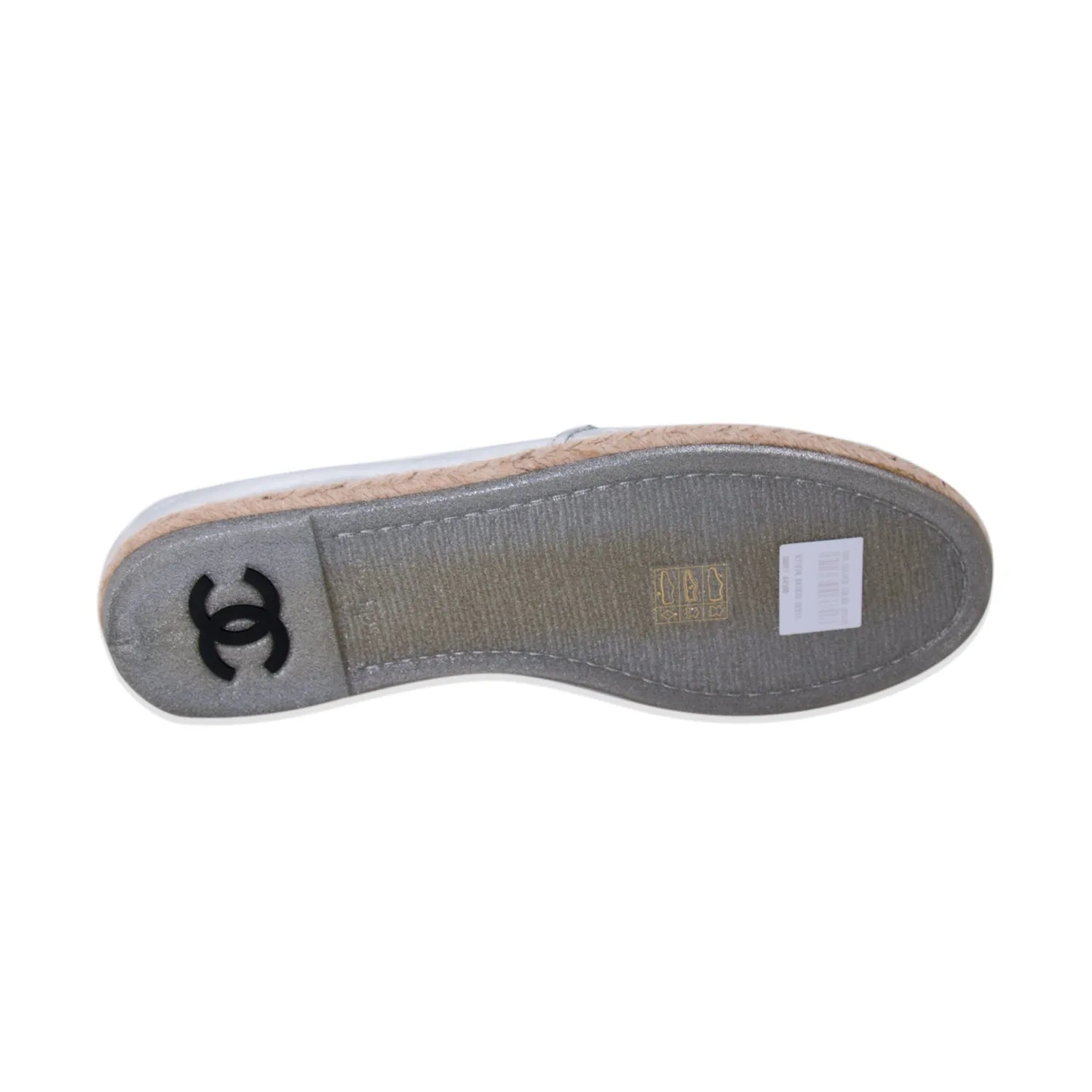 Chanel Silver Metallic Leather Espadrilles