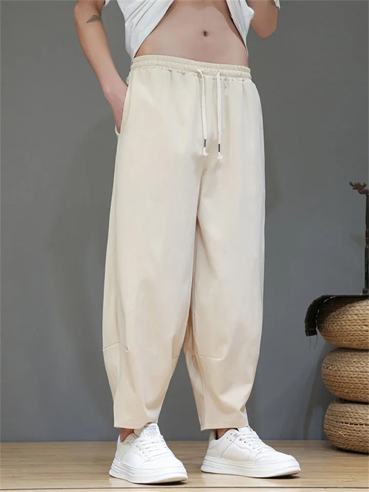 Comfort Breathable Ice Silk Ankle Tied Casual Pants for Men