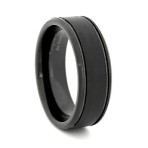 Comfort Fit 8mm Black Tungsten Carbide Wedding Ring, Size 9 (91867)