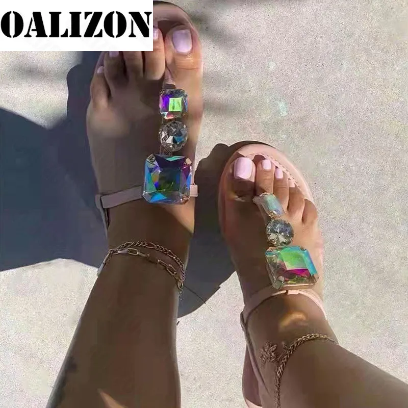 Crystal Dress Slides Beach Clip Toe Shallow Flip Flops Mujer