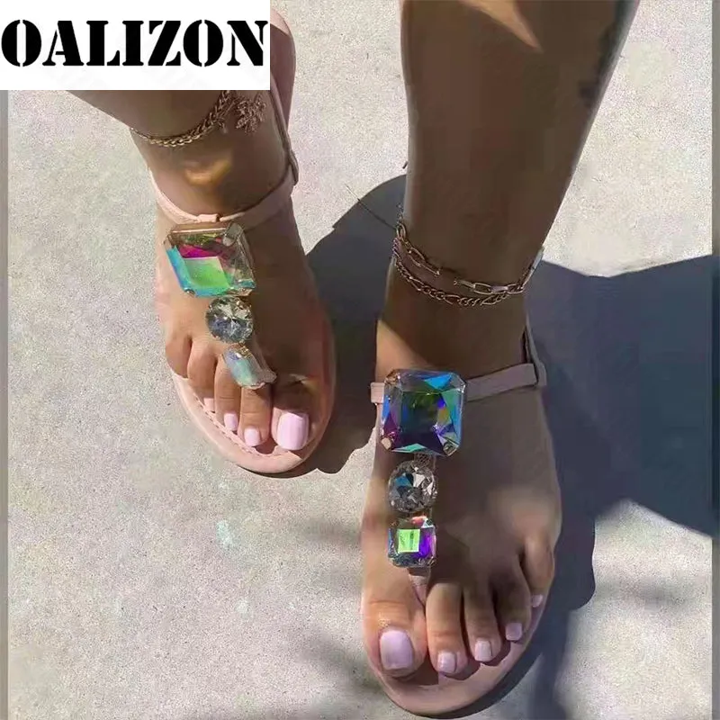 Crystal Dress Slides Beach Clip Toe Shallow Flip Flops Mujer