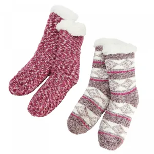 Cuddl Duds Women's 2 PAIRS Faux Sherpa Cozy Lined Socks