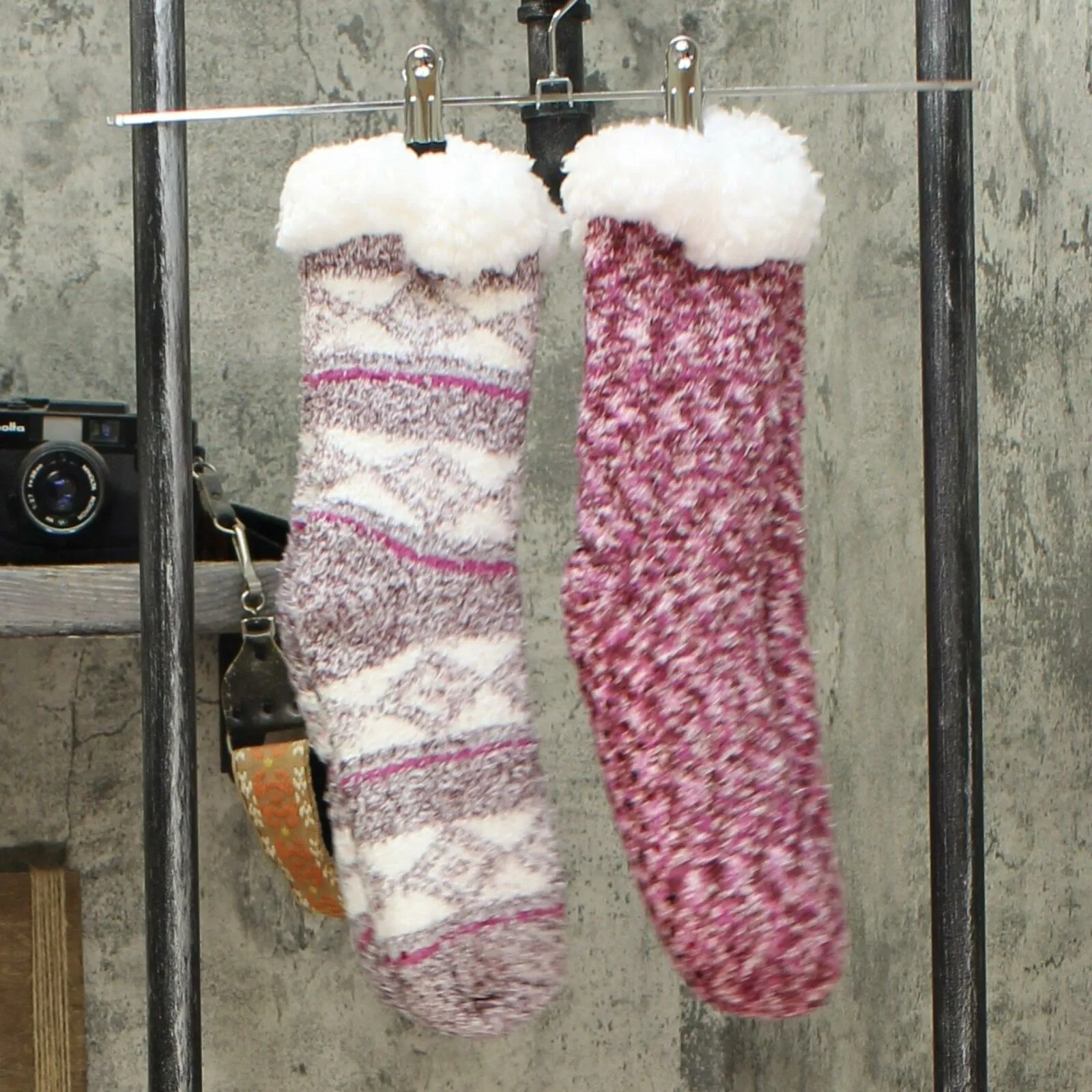 Cuddl Duds Women's 2 PAIRS Faux Sherpa Cozy Lined Socks