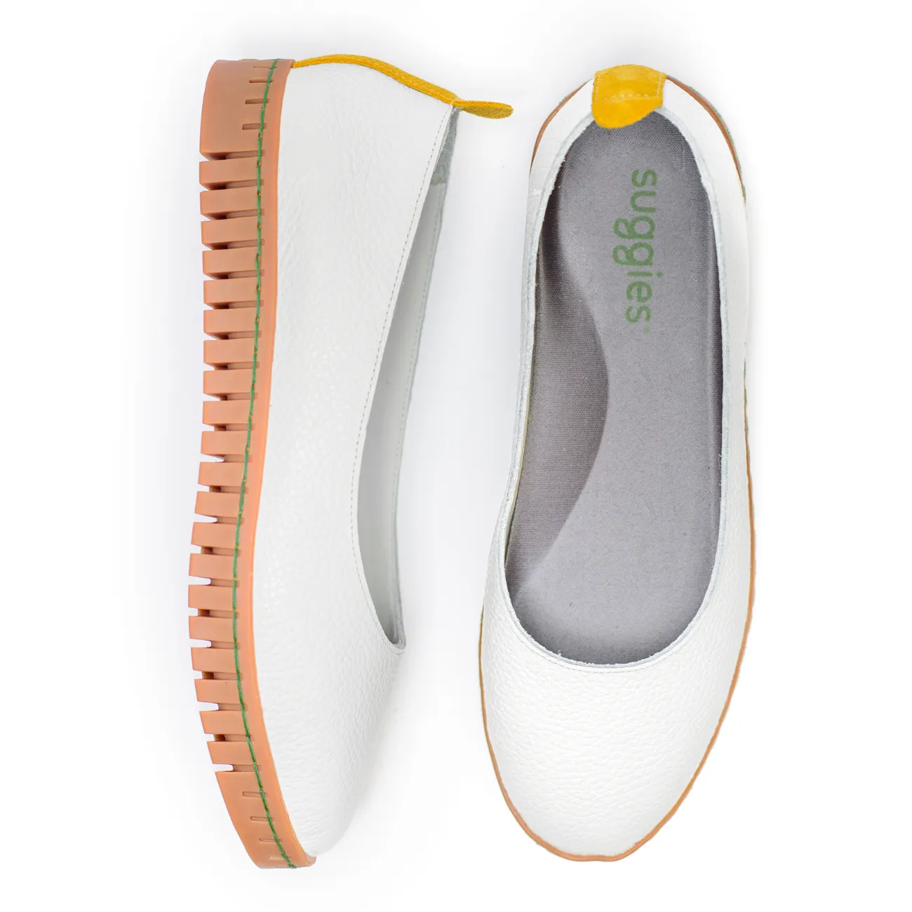 CUSHY Women's white leather flats