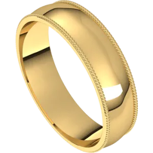 Custom 5 mm wide Milgrain Half Round Comfort Fit Men's Wedding Band