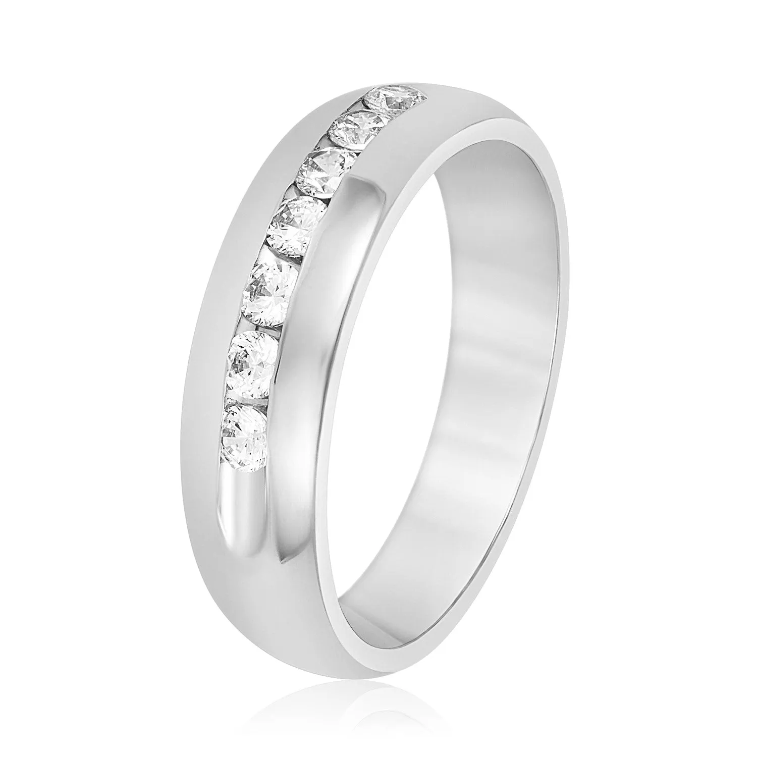 Domed Channel Set Men's Diamond Wedding Band