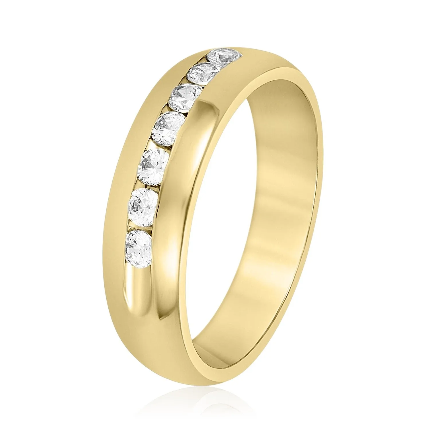 Domed Channel Set Men's Diamond Wedding Band