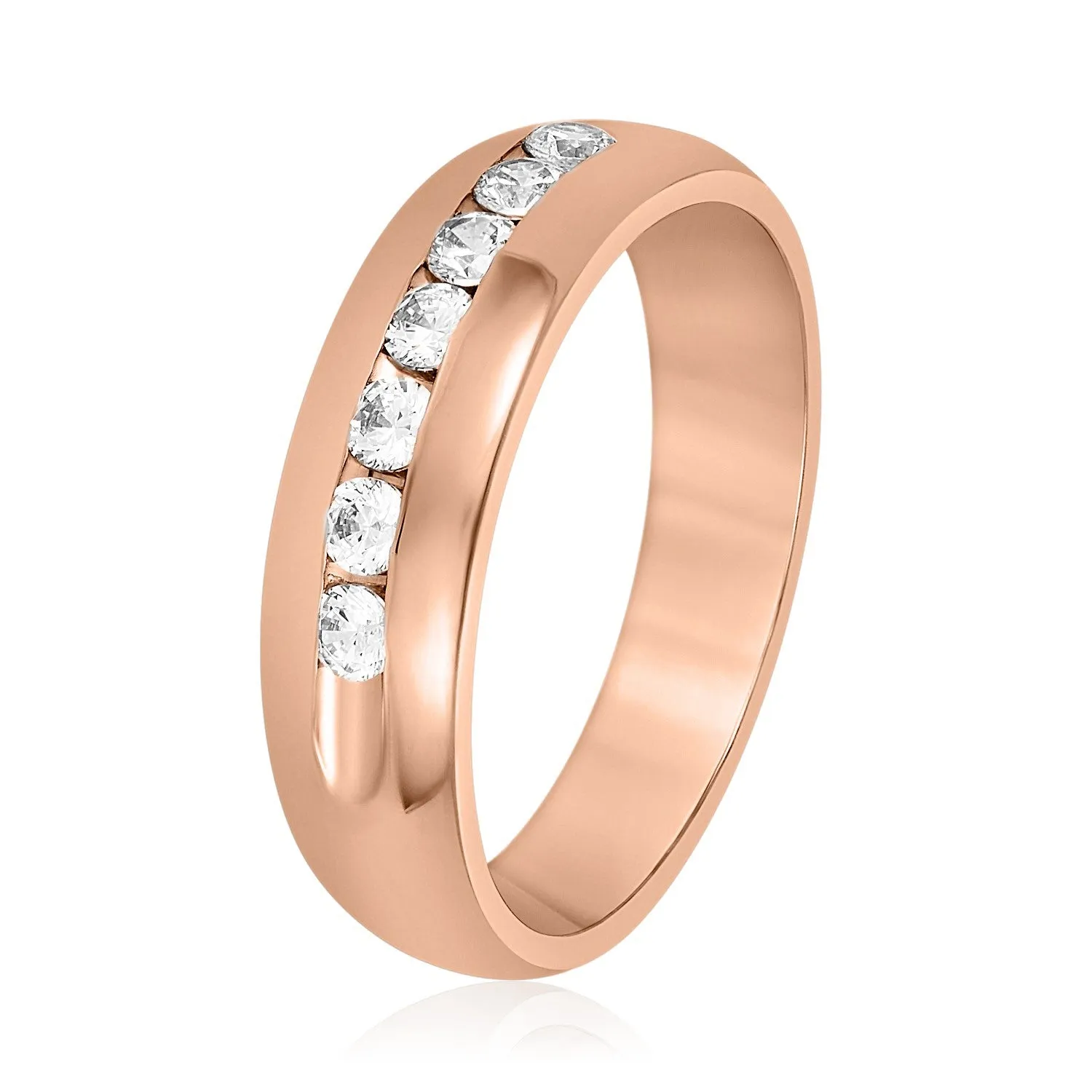 Domed Channel Set Men's Diamond Wedding Band