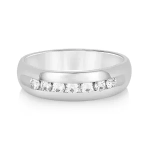 Domed Channel Set Men's Diamond Wedding Band