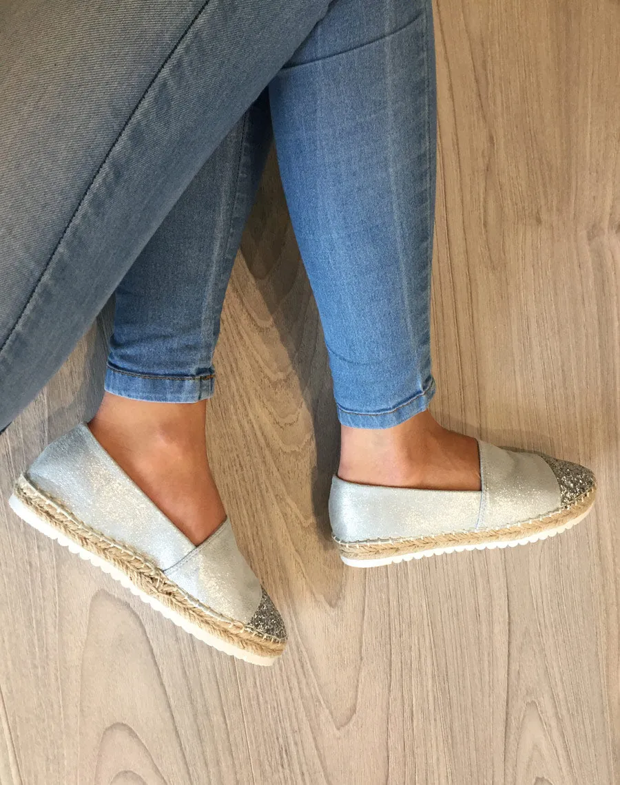 Espadrilles argentées pailletées