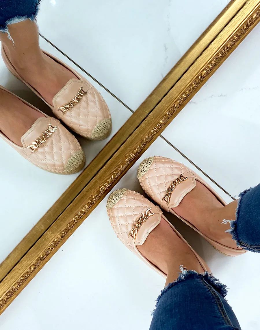Espadrilles rose poudré matelassées à plateforme