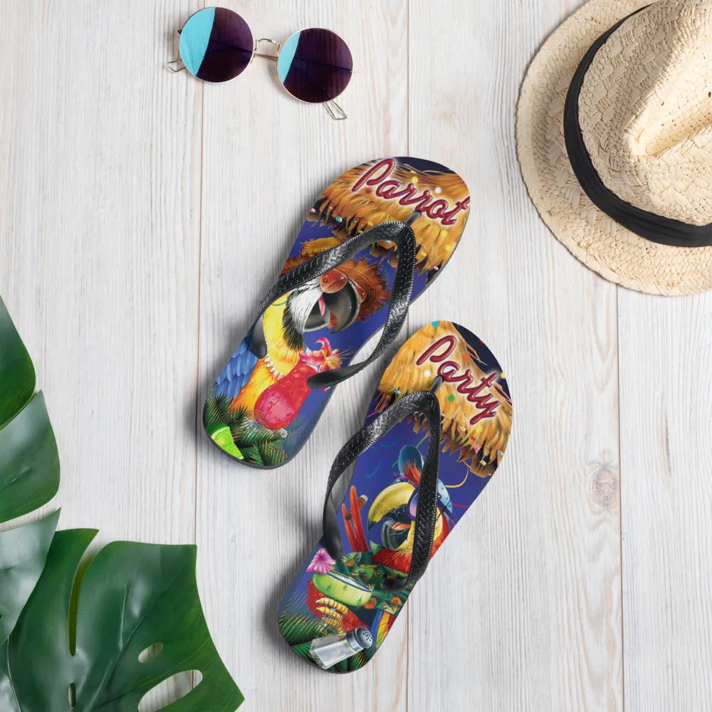 Exclusive Parrot Margarita Party Flip Flops Artwork by Jim Mazzotta