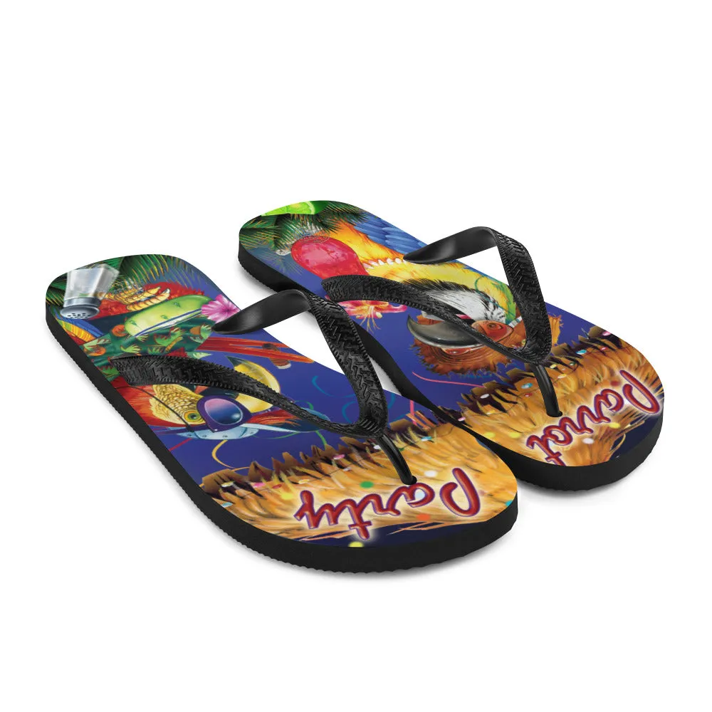 Exclusive Parrot Margarita Party Flip Flops Artwork by Jim Mazzotta