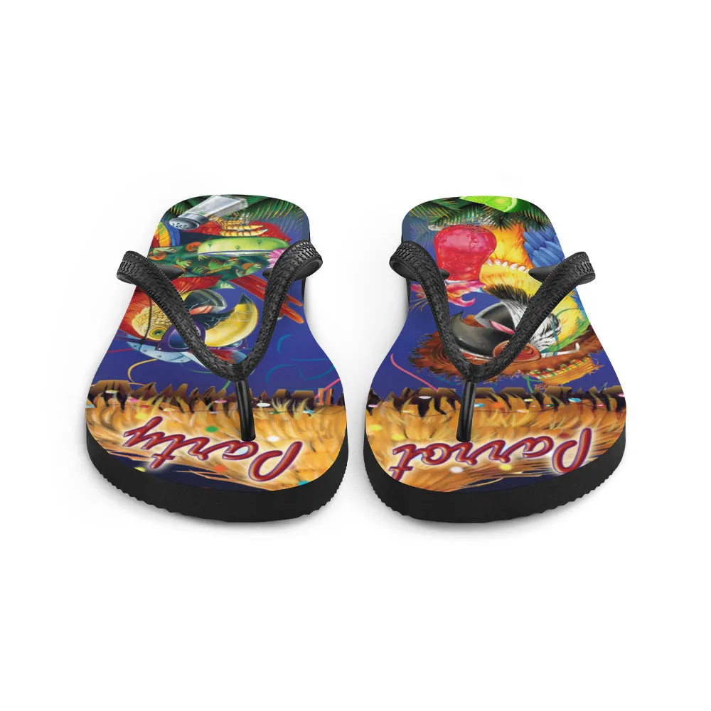 Exclusive Parrot Margarita Party Flip Flops Artwork by Jim Mazzotta