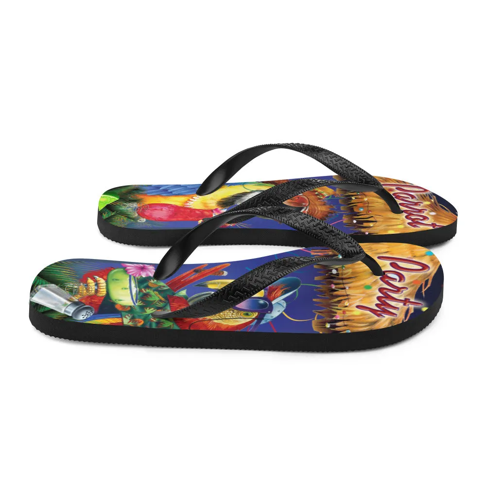 Exclusive Parrot Margarita Party Flip Flops Artwork by Jim Mazzotta