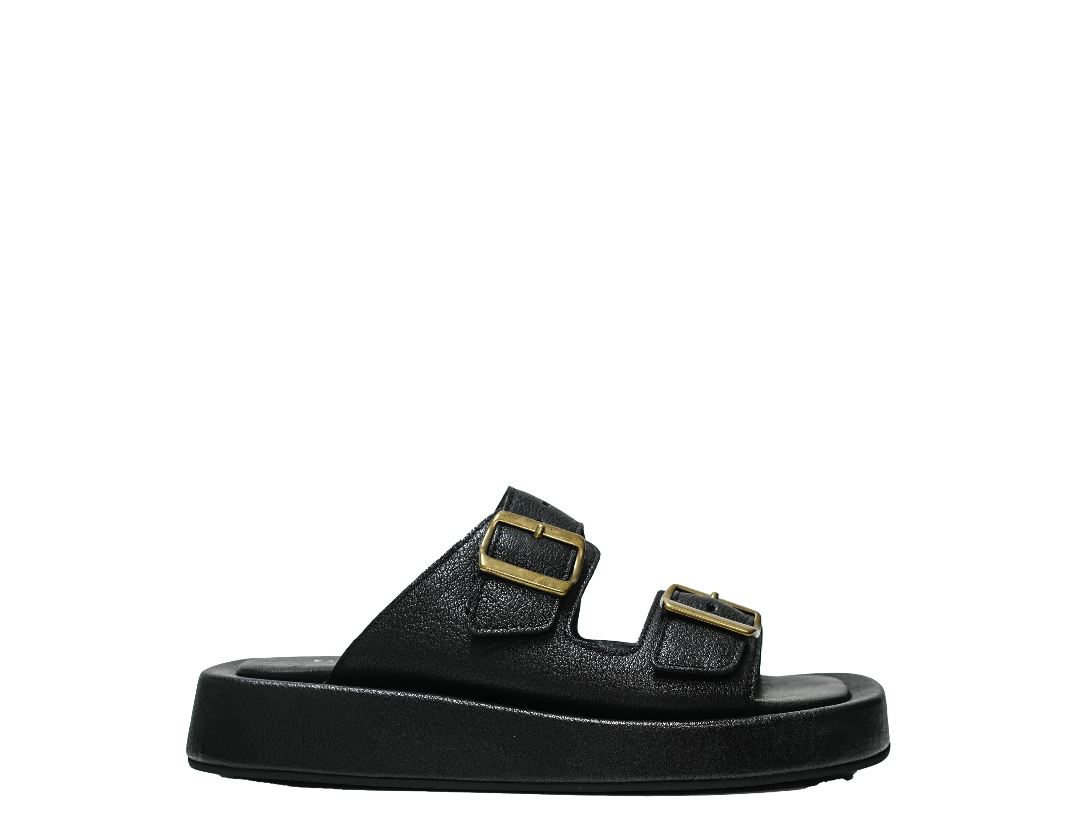 Fabio Rusconi Women’s Black 2 Buckle Leather Slip On MINA 30% OFF