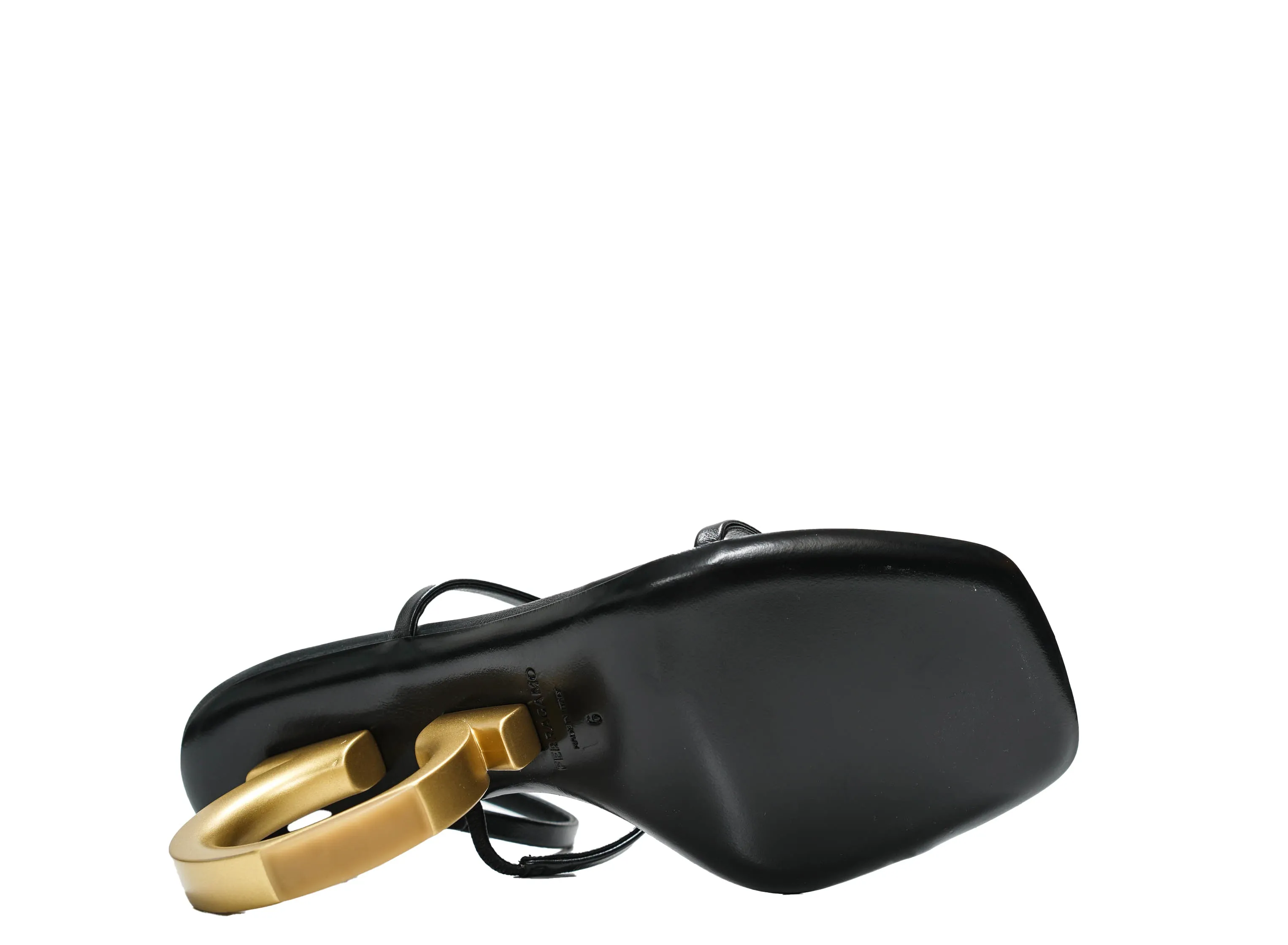 Ferragamo Women's Black Leather Sandal Elina 10.5cm 0760225 50% OFF