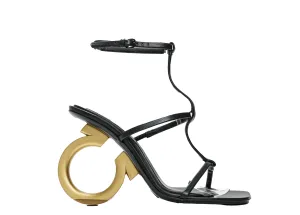 Ferragamo Women's Black Leather Sandal Elina 10.5cm 0760225 50% OFF