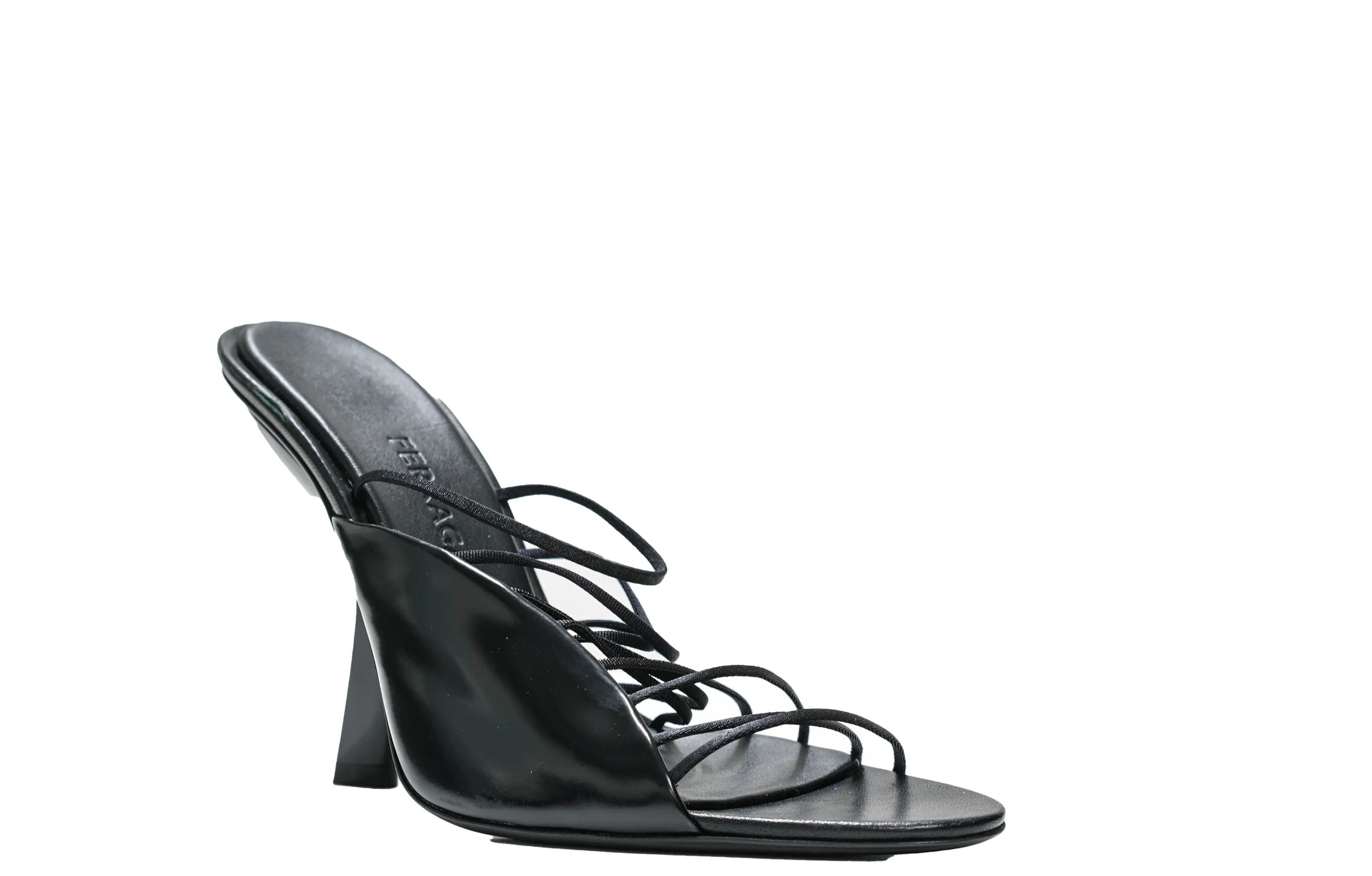 Ferragamo Women's Black Leather Strap Sandal Altaire 10.5cm 0760289 50% OFF
