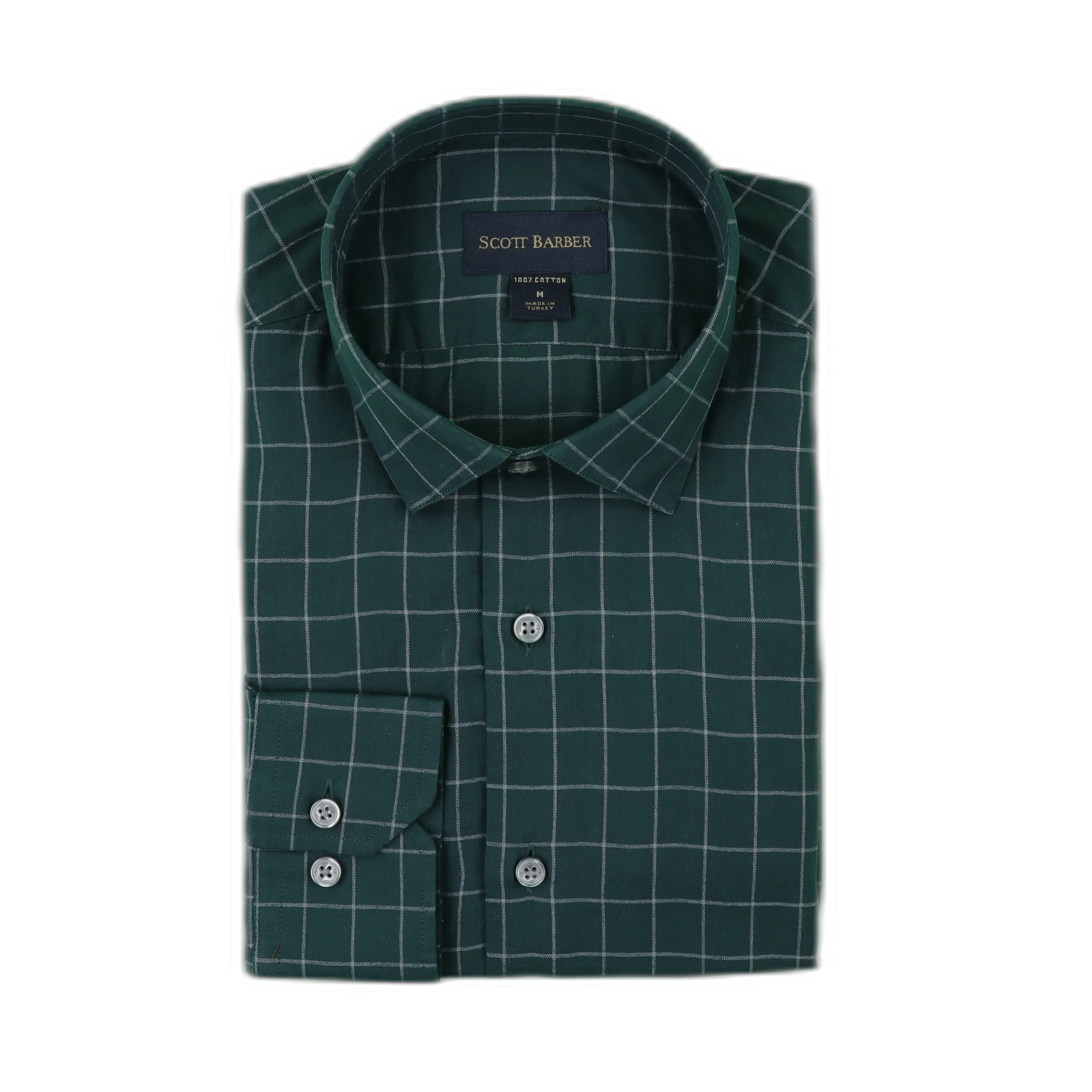 Fine Twill Windowpane in Hunter Green