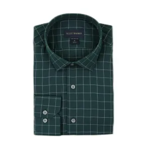 Fine Twill Windowpane in Hunter Green