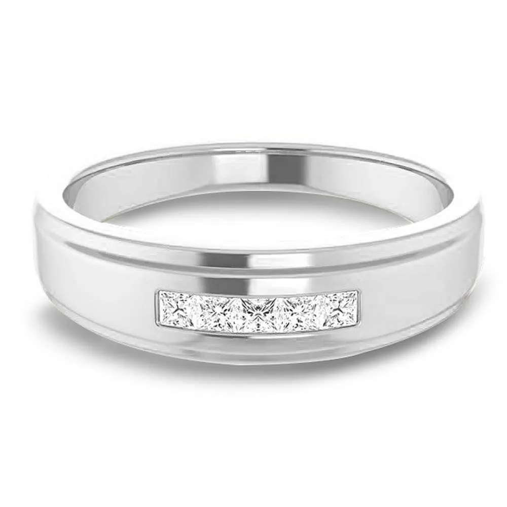 Five Stone Channel set Princess Diamond Men's Ring