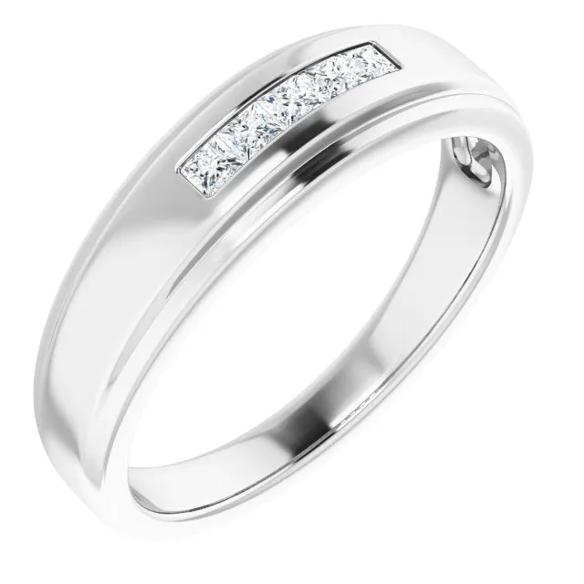 Five Stone Channel set Princess Diamond Men's Ring
