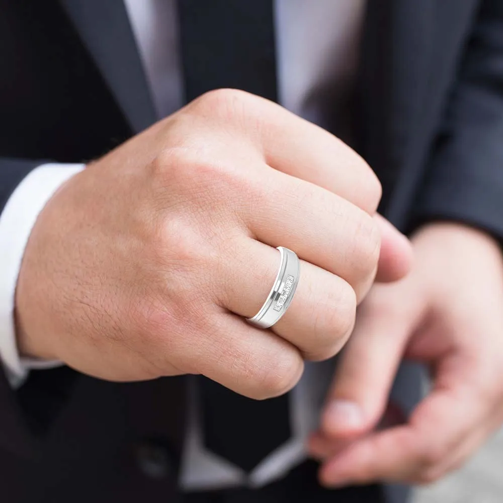 Five Stone Channel set Princess Diamond Men's Ring