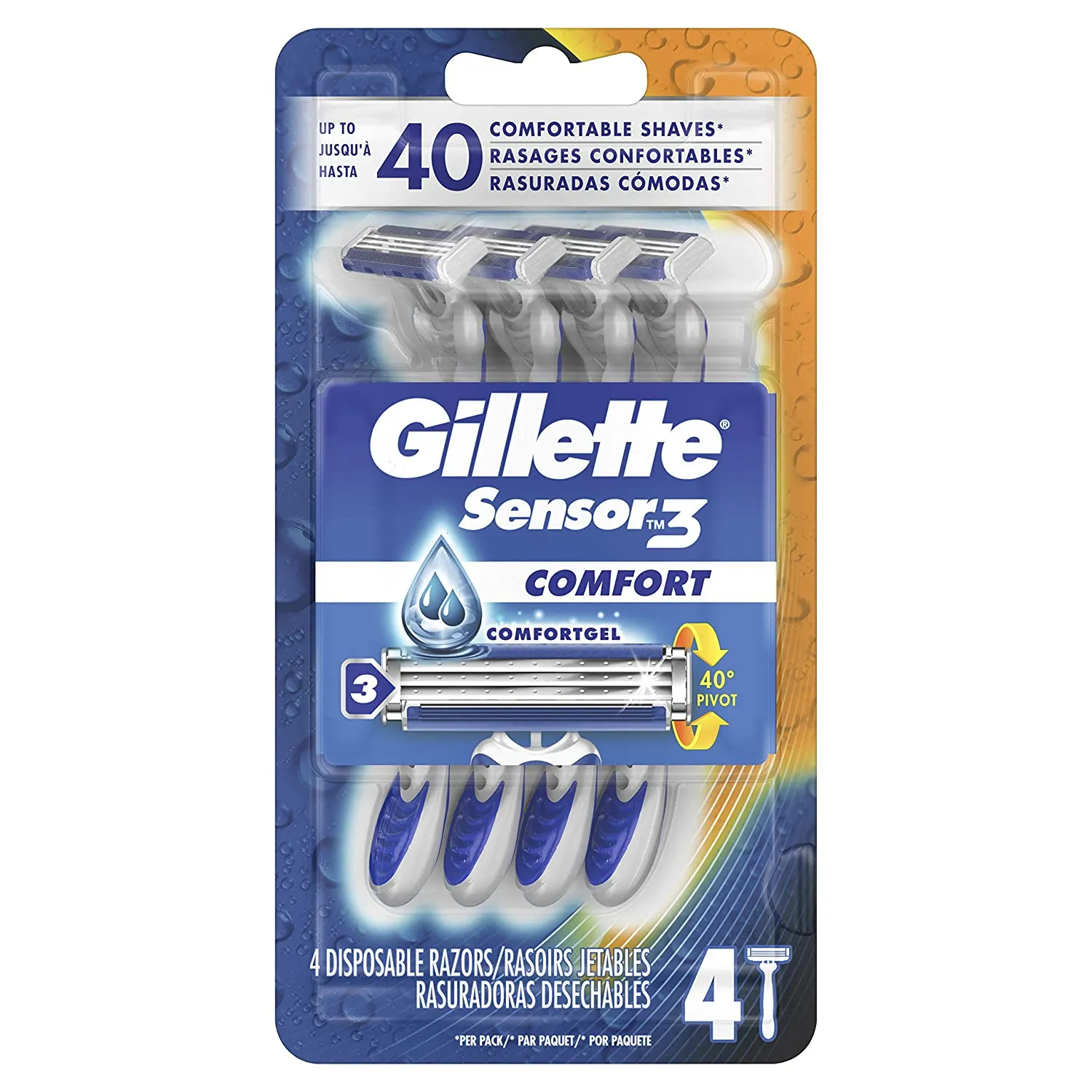 Gillette Sensor3 Comfort Disposable Razors for Men, 8 Count, Lubrastrip Glides Easily Over Your Skin