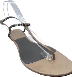 Gina Nude Embellished Patent Leather Thong Sandals UK 6 EU 39 👠