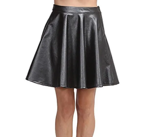 Go Wild Faux Leather Skater Skirt