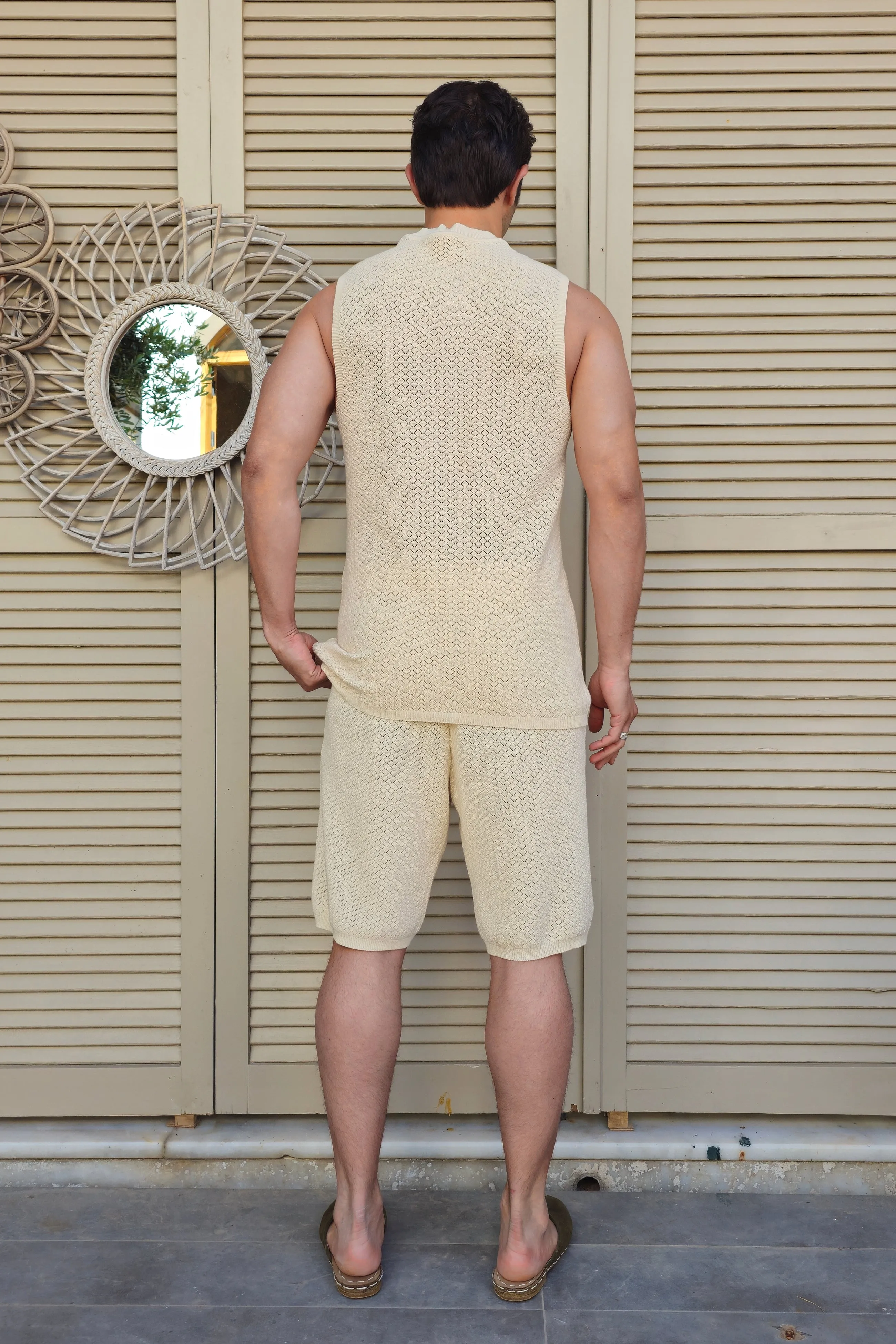 HELIOS Open Knit Shirt & Shorts Set
