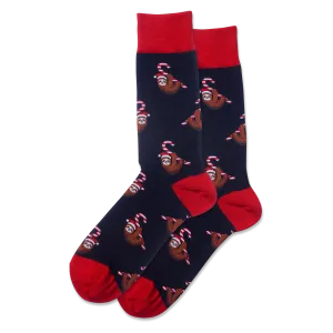 HOTSOX Men's Candy Cane Sloth Crew Socks