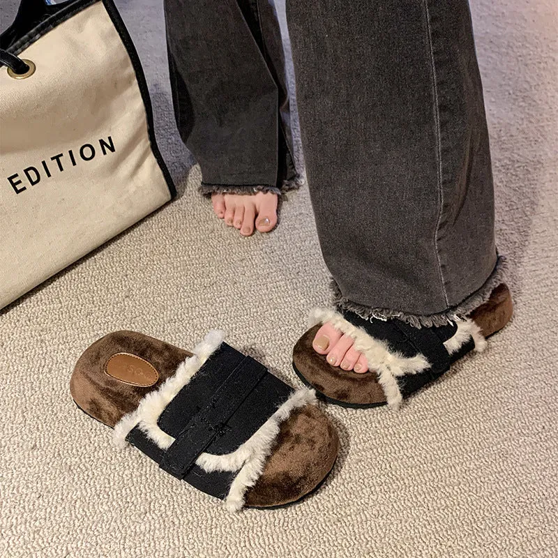INSTOCK - European retro thick-soled fur slippers for women